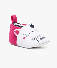 chaussures de naissance tete de chat blanc6919401_2
