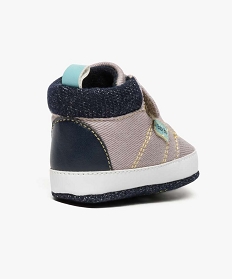 chaussures de naissance bicolores forme baskets montantes gris6919901_4