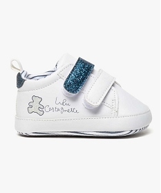 chaussures de naissance forme baskets avec paillettes - lulu castagnette blanc chaussures de naissance6920001_1