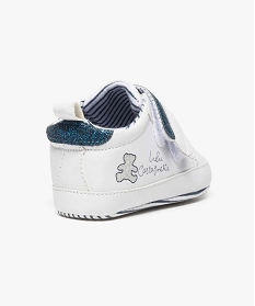 chaussures de naissance forme baskets avec paillettes - lulu castagnette blanc chaussures de naissance6920001_4