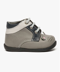 chaussures premiers pas en cuir avec motif souris gris6921601_1