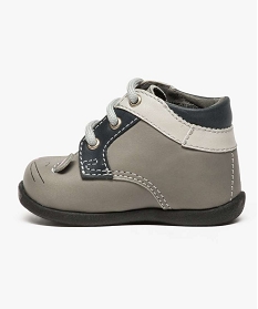 chaussures premiers pas en cuir avec motif souris gris6921601_3