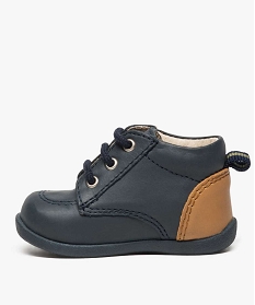 chaussures premiers pas bebe garcon bicolores en cuir bleu6921801_3