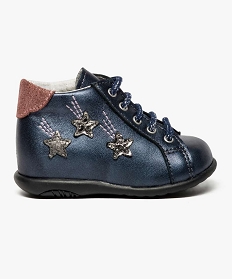 chaussures premiers pas en cuir avec motifs etoiles - bopy bleu nouveautes bebe fille6921901_1
