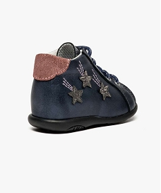 chaussures premiers pas en cuir avec motifs etoiles - bopy bleu nouveautes bebe fille6921901_4