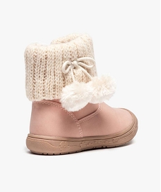 bottines bebe fille zippees avec col tricote et pompons rose6925601_4