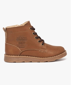 GEMO Boots en dessus cuir double fermeture lacets + zip Brun