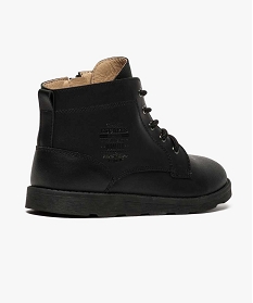 boots garcon unis avec dessus cuir lacets et zip noir6942501_4