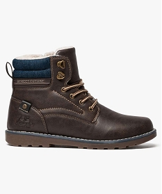 boots garcon doubles avec zip et lacet et semelle crantee brun boots et bottillons6943801_1