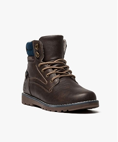 boots garcon doubles avec zip et lacet et semelle crantee brun boots et bottillons6943801_2