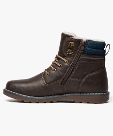 boots garcon doubles avec zip et lacet et semelle crantee brun boots et bottillons6943801_3