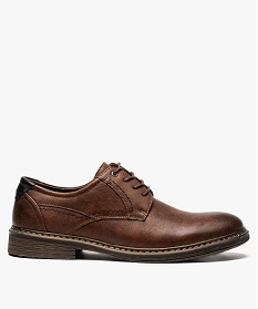 GEMO Derbies homme avec un œillet métallique et surpiqûres marron vif
