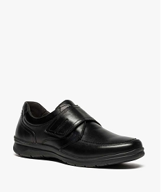 chaussure confort homme en cuir avec bride a scratch noir6960501_2