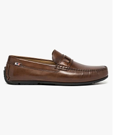 mocassin en cuir lisse avec boucle decorative brun mocassins et chaussures bateaux6960701_1