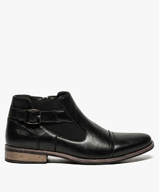 GEMO Boots homme chelsea unies zippées et boucle décorative noir standard
