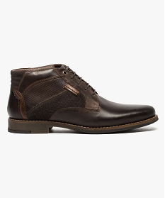 low boots homme laces avec jeu de textures brun bottes et boots6962101_1