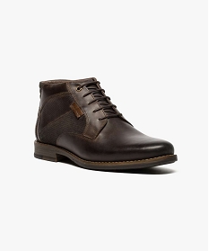 low boots homme laces avec jeu de textures brun bottes et boots6962101_2