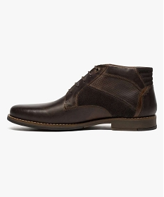 low boots homme laces avec jeu de textures brun bottes et boots6962101_3