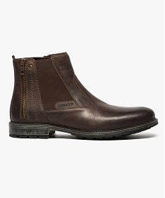 GEMO Boots homme avec zip et élastique Brun
