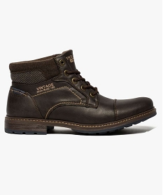 boots aspect cuir avec semelle crantee brun6962301_1