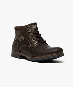 boots aspect cuir avec semelle crantee brun6962301_2