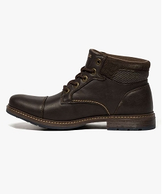 boots aspect cuir avec semelle crantee brun6962301_3