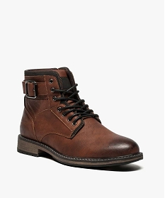 boots homme unis zippes avec lacets et boucle decorative orange6962701_2