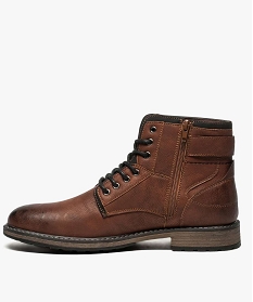 boots homme unis zippes avec lacets et boucle decorative orange6962701_3