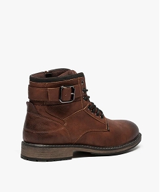 boots homme unis zippes avec lacets et boucle decorative orange6962701_4