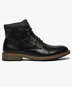 boots en simili cuir avec col en denim noir6963601_1