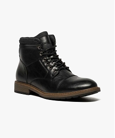boots en simili cuir avec col en denim noir6963601_2