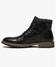 boots en simili cuir avec col en denim noir6963601_3