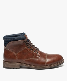 boots en simili cuir avec col en denim orange6963701_1