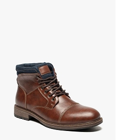 boots en simili cuir avec col en denim orange6963701_2