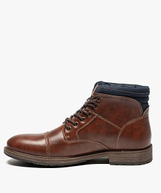 boots en simili cuir avec col en denim orange6963701_3