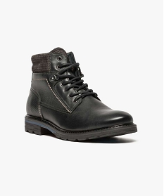 boots homme dessus cuir a empiecements textures noir bottes et boots6964201_2