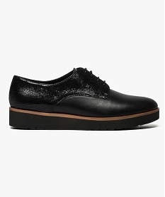 derby dessus cuir lisse et cuir brillant avec semelle plateforme noir6968701_1