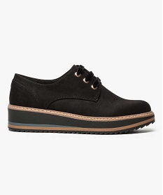 GEMO Derbies à plateforme dessus imitation velours noir standard