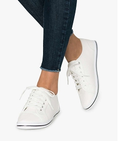 GEMO Tennis femme unies grainées à semelle fine blanc standard