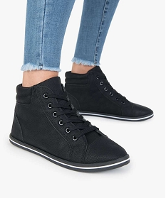 GEMO Baskets femme mid-cut unies à col rembourré noir standard