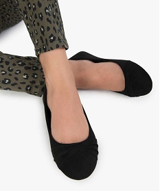 GEMO Ballerines femme unies en suédine avec bout rond effet drapé noir standard