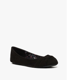 ballerines femme unies en suedine avec bout rond effet drape noir standard ballerines6977201_2