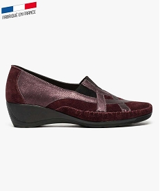 chaussure confort femme avec dessus en cuir bicolore rouge mocassins6979001_1