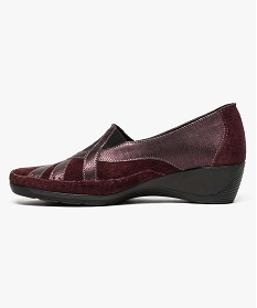 chaussure confort femme avec dessus en cuir bicolore rouge mocassins6979001_3