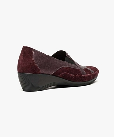 chaussure confort femme avec dessus en cuir bicolore rouge mocassins6979001_4