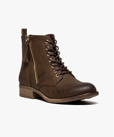 boots femme style rangers a zip brun bottines et boots6987501_2