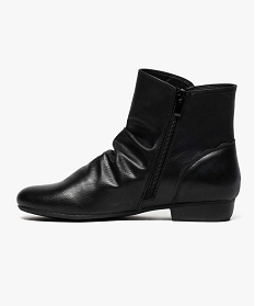 bottines femme unies a talon plat et dessus drape noir bottines et boots6989901_3