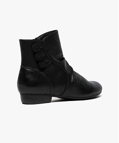 bottines femme unies a talon plat et dessus drape noir bottines et boots6989901_4