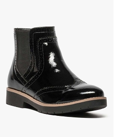 boots femme style chelsea vernies a motifs perfores noir bottines et boots6990001_2