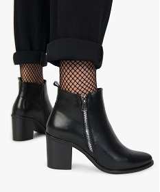 boots femme a talon avec zip sur le cote noir bottines et boots6995901_1